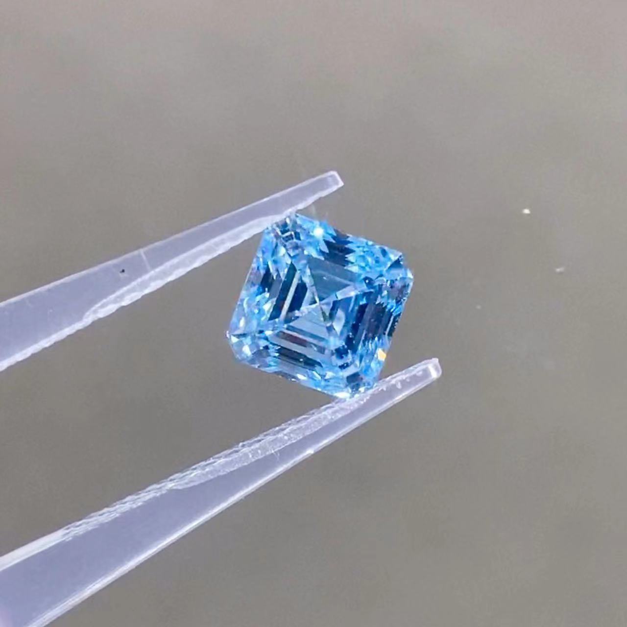 3 Carat Non Fluorescent Blue Princess Cut Diamond Lab Grown HPHT