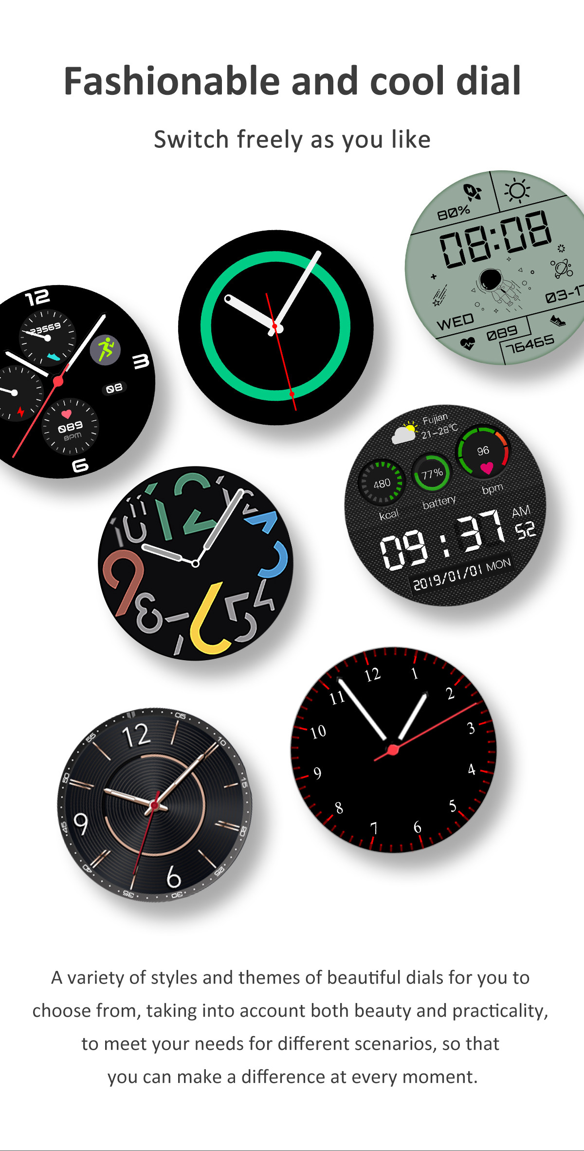 290mAH 1.3 Inch Bluetooth Sport Smartwatch IPS Screen