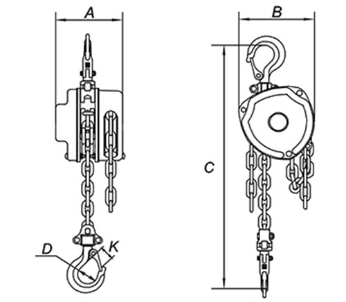 Heavy Duty 1.5T Capacity Transmission Line Stringing Tools Vital Type Manual Chain Hoist