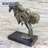 Buy cheap A Copper Sculpture Of A Young Girl On A Large Metal Art Horse Back Outdoors from wholesalers