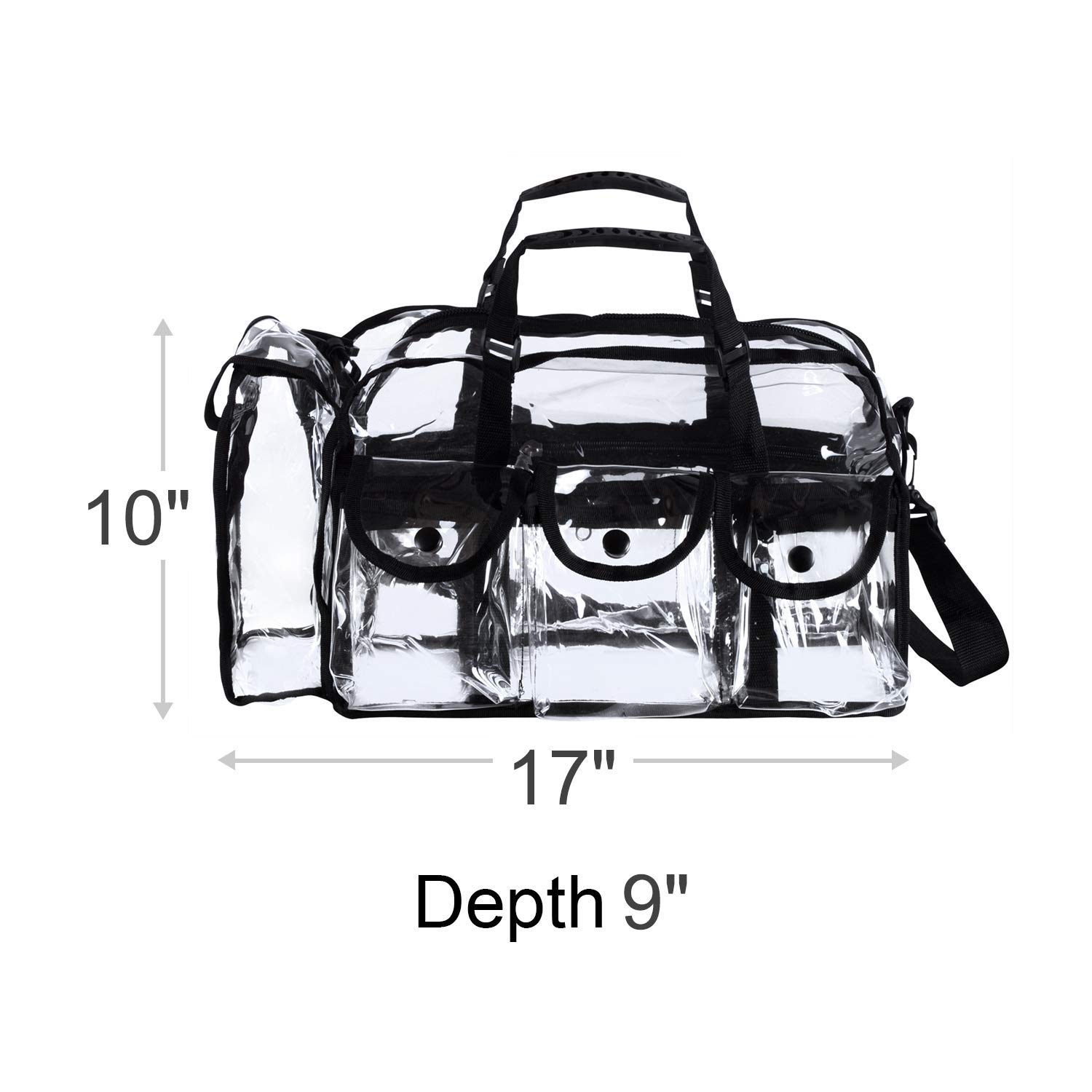 HOMEIN Clear Transparent Makeup Organizer PVC Toiletry Bag with 7 External Pockets