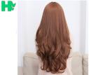 Free Wig CatalogsBrown Color Long Synthetic Wigs For Party , Synthetic Hair Wigs