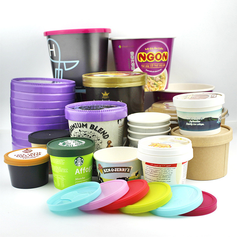Smoothies Ice Cream Paper Cup 5OZ 12Oz Gelato Cups And Spoons
