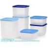 Buy cheap Stacking Square Storage Set - Dishwasher Safe & BPA Free - (6 Clear Containers + 6 Blue Lids) from wholesalers