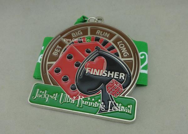 Buy cheap Die Stamped Soft Enamel Medals Customized Ribbon For Sporting Running Awards from wholesalers