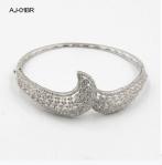 CZ 925 Sterling Silver Bangles Bracelet Triangle Crown
