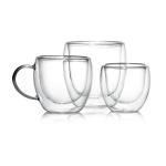 250ml Espresso Glassware Etched Stemless Wine Glasses Double Wall