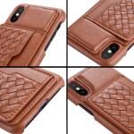 Fashion Hand Knitted Weave Design Flip Cover PU Leather Card Slot Phone Case For