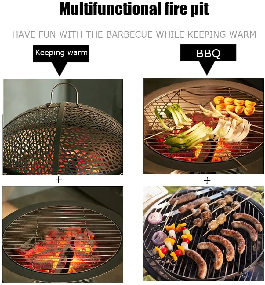 22'' Wood Burning Barbecue Fire Pit For BBQ Grill Backyard Garden Patio Camping Beach