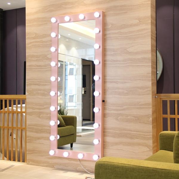 Buy cheap Single Sided Full Length Hollywood Mirror Pink Metal Framed Full Body Vanity Mirror from wholesalers
