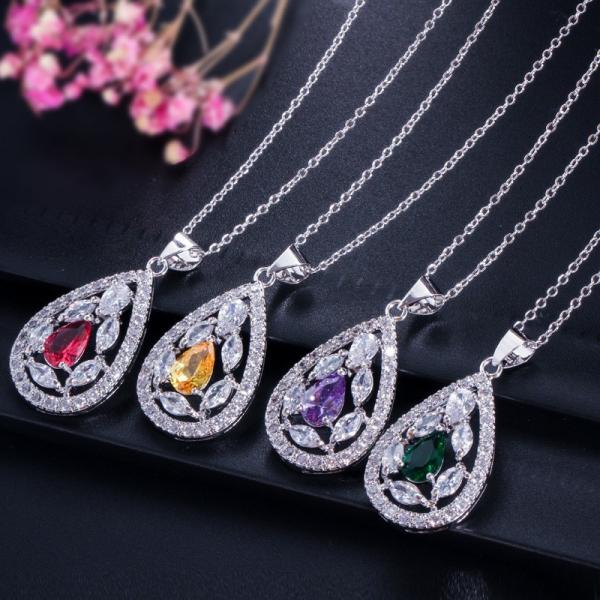 Buy cheap CZ charm pendant necklace dainty jewelry Water Drop Necklace and Earring Sets Big Wedding Jewelry Sets For Brides from wholesalers