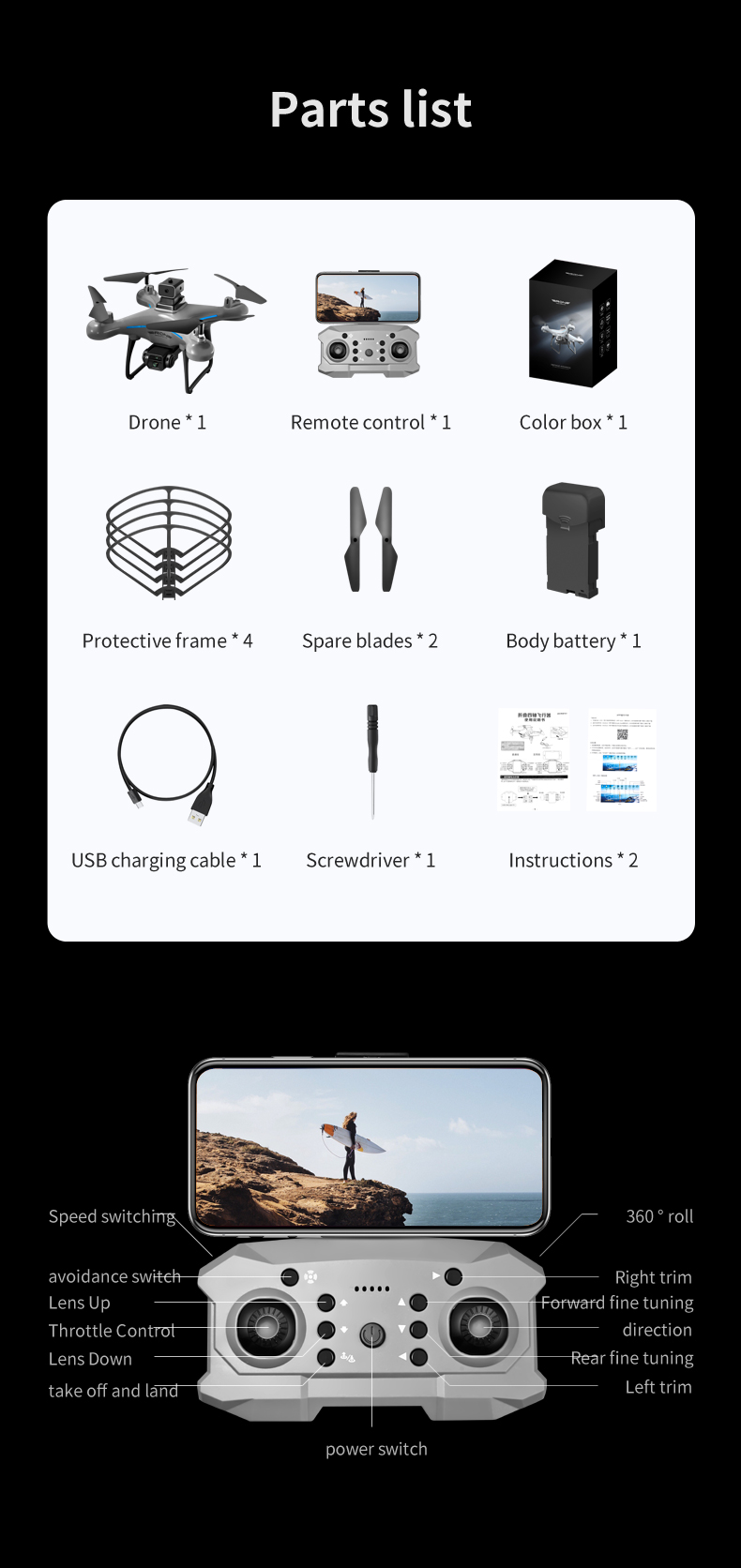 Prosumer Drones Made Easy Ky102 with 4k HD Dual Cameras Four-way Obstacle Avoidance and Intelligent Fixed Height Hovering