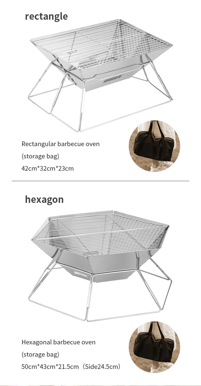 Foldable Stainless Steel Campfire Barbecue Stove Grill BBQ