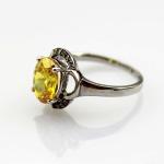 Fashion Jewelry 7mmx9mm Oval Yellow Citrine Cubic Zircon Sterling Silver Ring
