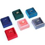 Light Blue Square Ring Storage Box for Customized Size Velvet Jewelry Display in