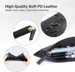 MROCO Pencil Case Pencil Pouch Black Pencil Bag PU Leather Pen Case Small Zipper
