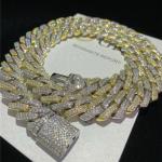 925 Sterling Silver Moissanite Cuban Link Pendant Moissanite Link Gold Gold