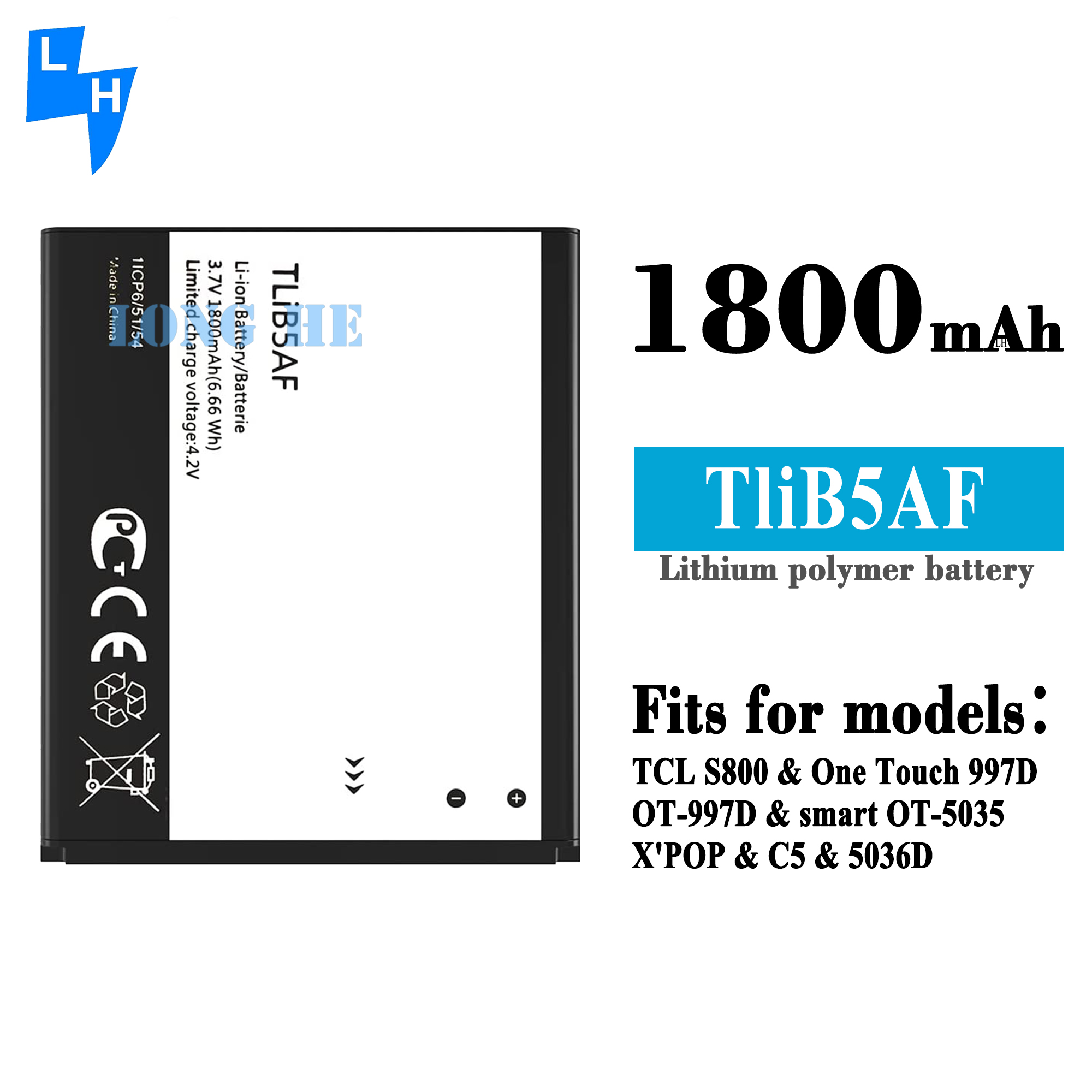Alcatel One Touch Pop C5 OT5036 OT5036D TCL S800 1800MAH TLIB5AF Lithium Ion Battery