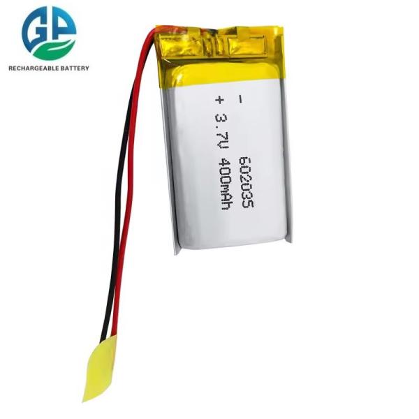 Buy cheap IEC62133 3.7 Volt 602035 High Temperature Rechargeable Ultra Thin Lipo 3.7v 400mah Battery from wholesalers