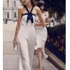 Buy cheap Custom Clothing Factory China Women'S Sexy Jumpsuit Halter Neck Sleeveless Wide Leg Long Pant Romper One Piece Outfit from wholesalers