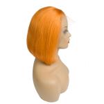 Orange Color 13X6 Transparent Lace Front Human Hair Wigs Straight Brazilian