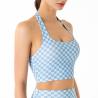 Buy cheap Spring Plaid Hanging Neck Womens Sports Bra Fitness Yoga Vest from wholesalers