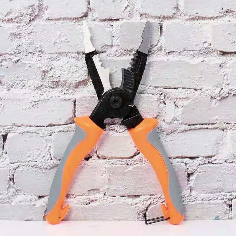 Six in one electrical pliers, 8 inches, 205mm, duck bill type, 373g, PPR handle, tool steel, stripping diameter 1.0-2.6