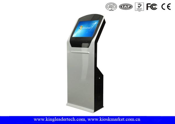 Indoor SAW Touch Screen Freestanding Kiosk With Thermal Printer / Barcode