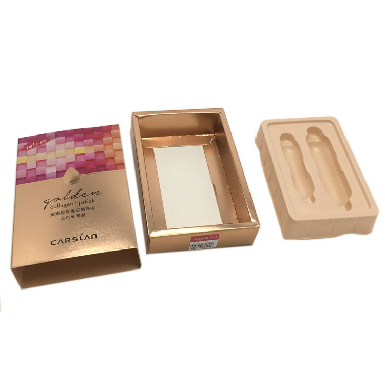 Lipsticks Folding Carton Boxes Packaging Printed Metalic Golden Paper