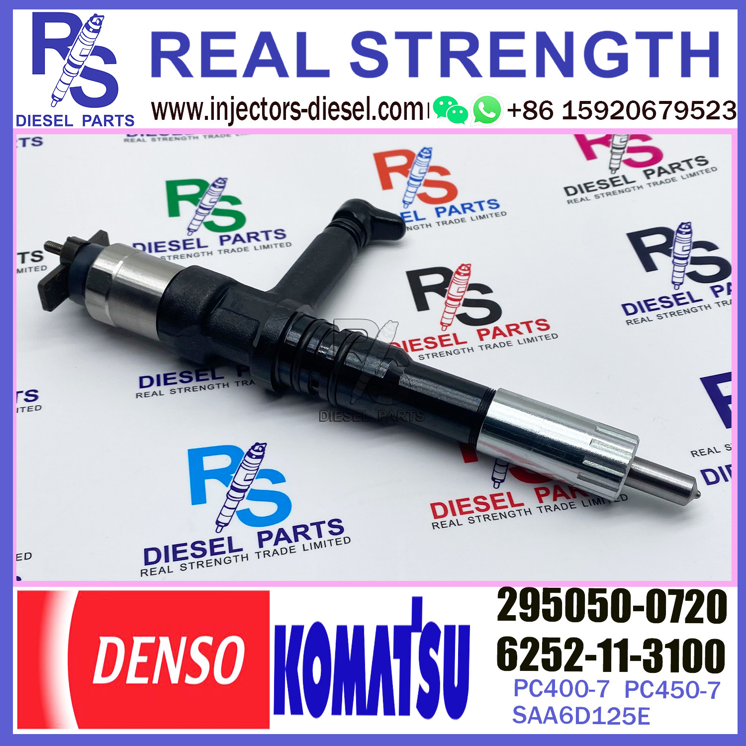 For KOMATSU SAA6D125E excavator PC400-7 PC450-7 injector 6252-11-3100 295050-0720