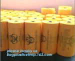 Biohazard medical waste bag yellow plastic draw tape bag, promotional medical