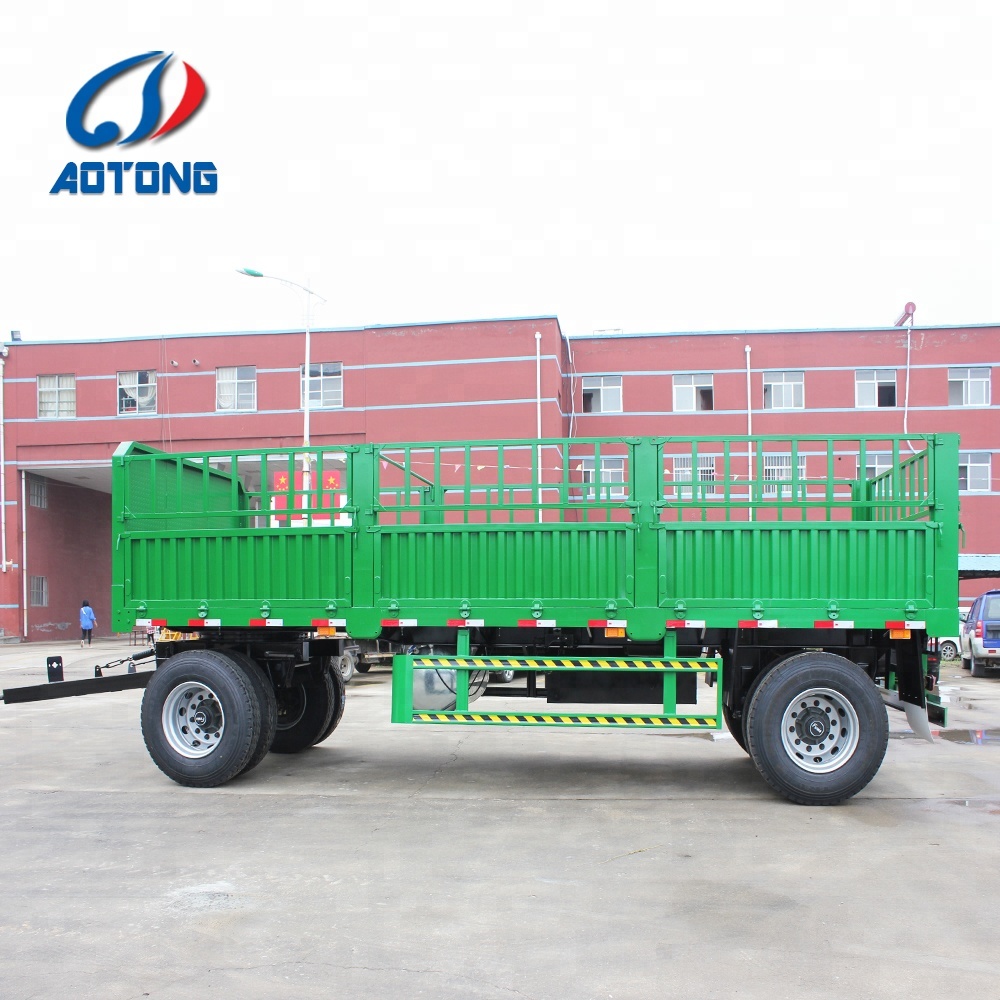 Farm Full Trailer Flatbed or Sidewall Trailer with 20ft Draw Bar and Steel Frame