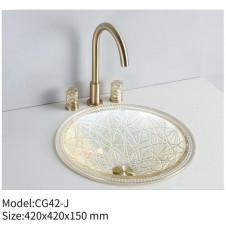Buy cheap Crystal Die Cast Glass Bathroom Basin Round Hotel Domestic Countertop Wash Basin from wholesalers