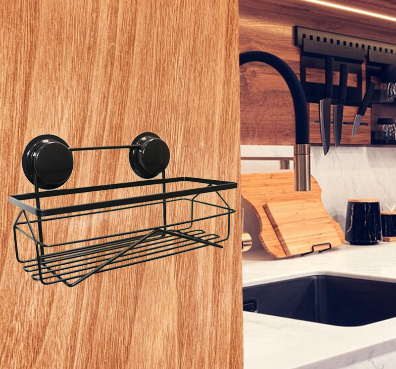 Black Oxidized Bathroom Caddy Holder Suction Cup Fixed Stainless Steel SS201