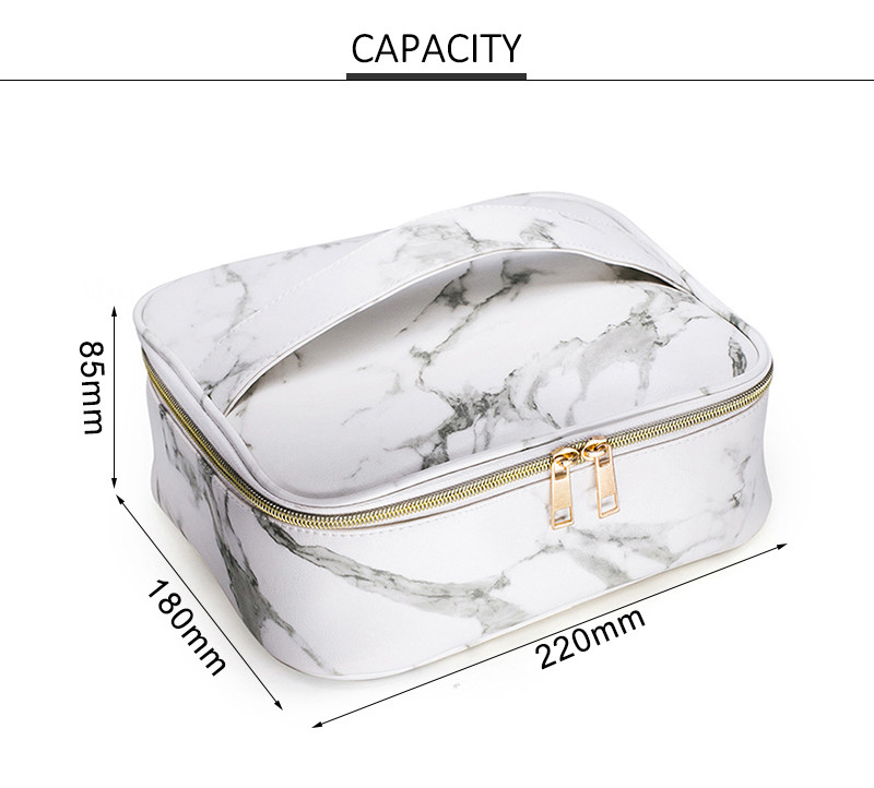 Eco Friendly Ladies Travel Marble PU Makeup Storage Bag