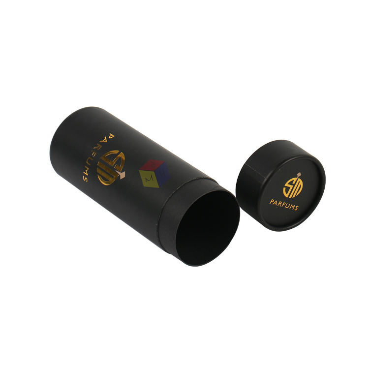 Matte Black Cylinder Tube Perfume Essential Oil Paper Packaging Box Custom Order Accepted