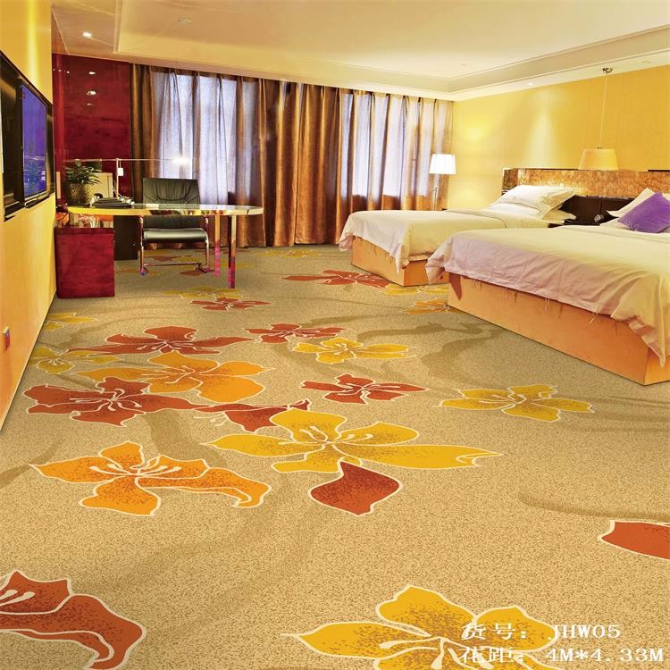 Nylon brown printed wall to wall carpet for guest room
