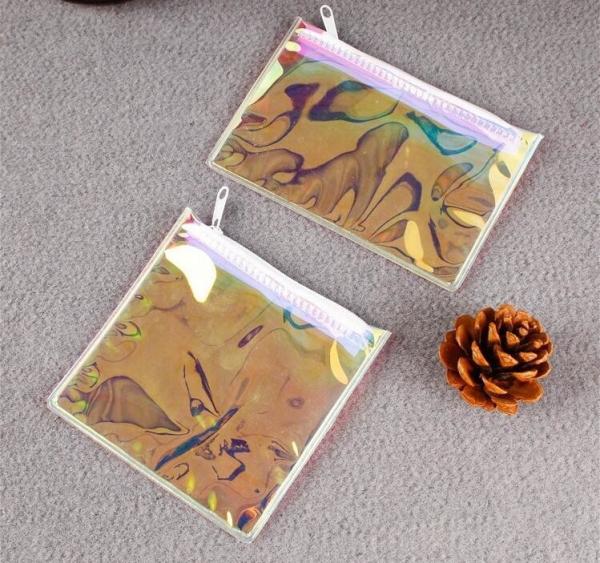Holographic Factory Manufacture Custom Logo Transparent PVC Cosmetic Bag Women