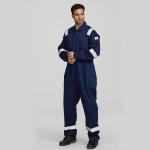 Lightweight Hi Vis Fire Retardant Coveralls Cotton Navy Blue Anti Safety Uniform