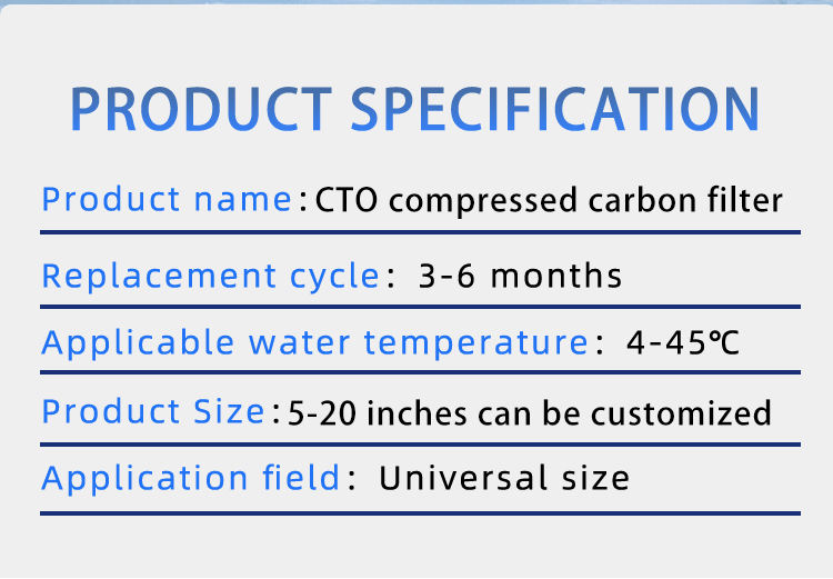 20-inch 5-micron CTO Coconut Shell Carbon Filter Cartridge for Commercial Water Filter