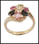 3~5g 925 Silver Gemstone Tourmaline Rings Womens Casual / Party Occasion Jewelry