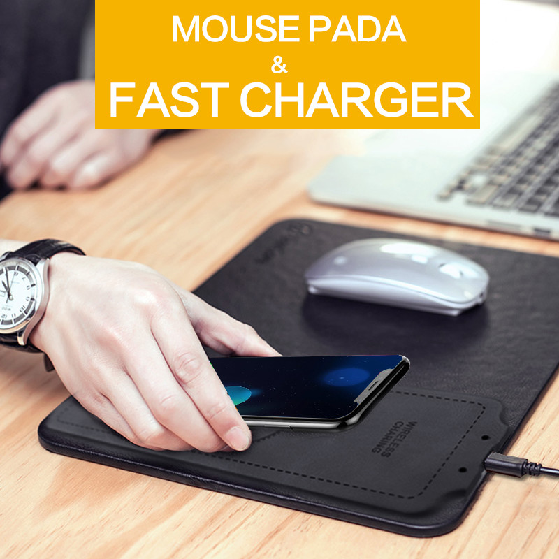 MOUSE PAD WIRELESS CHARGER New PU Leather Qi universal Wireless Charging Pad mouse for iPhone X/8 charger Mouse Pad