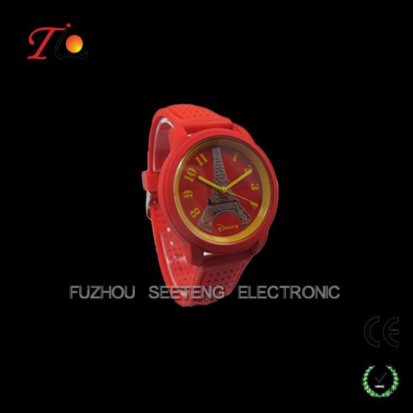 Buy cheap Silicone Watches color customized band with Eiffel Tower on Watch Dial for ladies watches from wholesalers