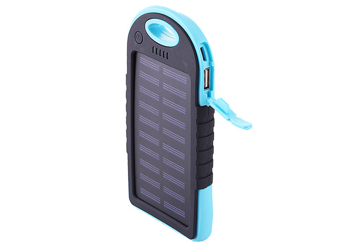 Blue Waterproof Solar Charger For Android Phone 4000mAh With 5pcs Led Light