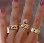 Blue Sapphire White CZ Eye Women Eternity Band Brass Eternity Ring For Women