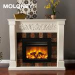 Flat Frame Electric Wood Mantel Fireplace Fake Log LED With Remote Control