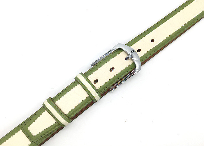 Pin Buckle Biclour Mens Casual Leather Belt For Jeans / Khaki Pants / Golf