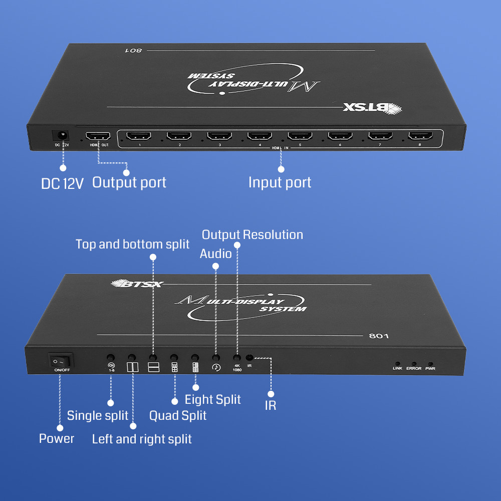 3x2 1x5 1x7 2x2 HDMI Multi Viewer Point To Point Plug And Play 4K TV Video Switcher