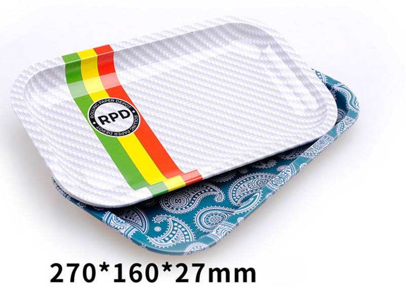 Personalized Cigarette Tray , Color Painting Tinplate Weed Grass Fruit Tray
