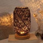 Wood Rattan Twine Ball Lights Table Lamp Room Home Art Decor bamboo table lamp